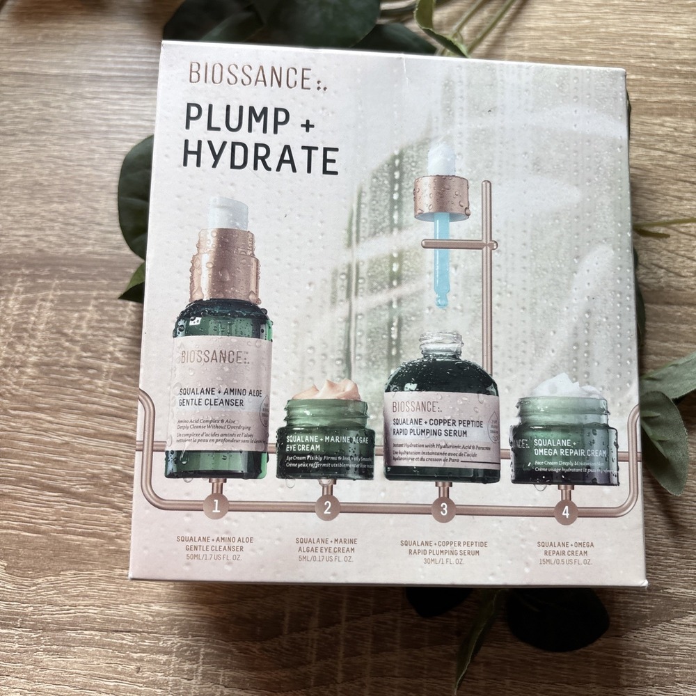 Skincare Set Plump and Hydrate Amino Aloe Foaming Cleanser Biossance Gentle New